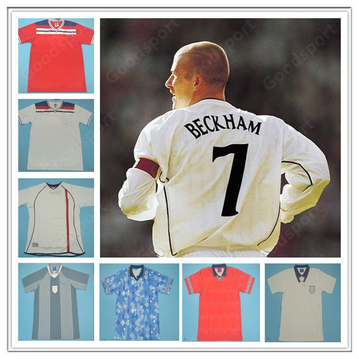 

RETRO 82 98 02 94 88 89 90 92 06 English soccer jersey Shearer Gascoigne Lineker Shilton Gerrard Lampard Scholes Owen KEEGAN JORDI BECKHAM Rooney football shirt, 80