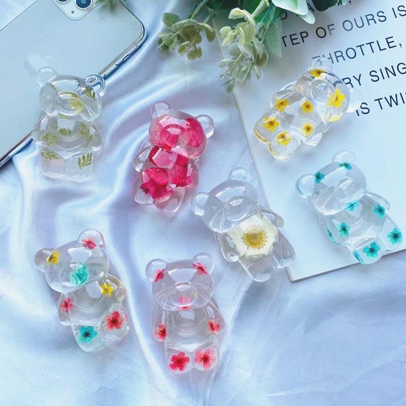 Cell Phone Mounts & Holders Cute Bear Expand Mobile Accessories Smartphone Stand Griptok Dry Real Flower Grip Tok Lazy Holder Socket-image-731703874