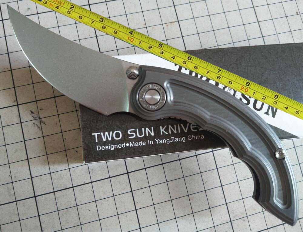 

TwoSun Knives 14C28N Outdoor Titanium Flipper Fast Open Folding Knife TS325