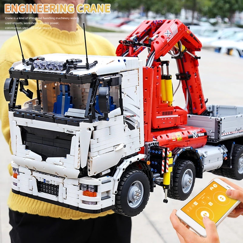 MOC-8800 Pneumatic Crane Truck Building Blocks Mould King 19002 New App Motorized Assembly Car Model Kids Christmas Gift Birthday Toys-image-720646314