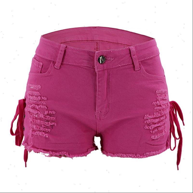 

summer women womens short denim shorts high waist ripped jeans femme tassel lace up bandage, White;black