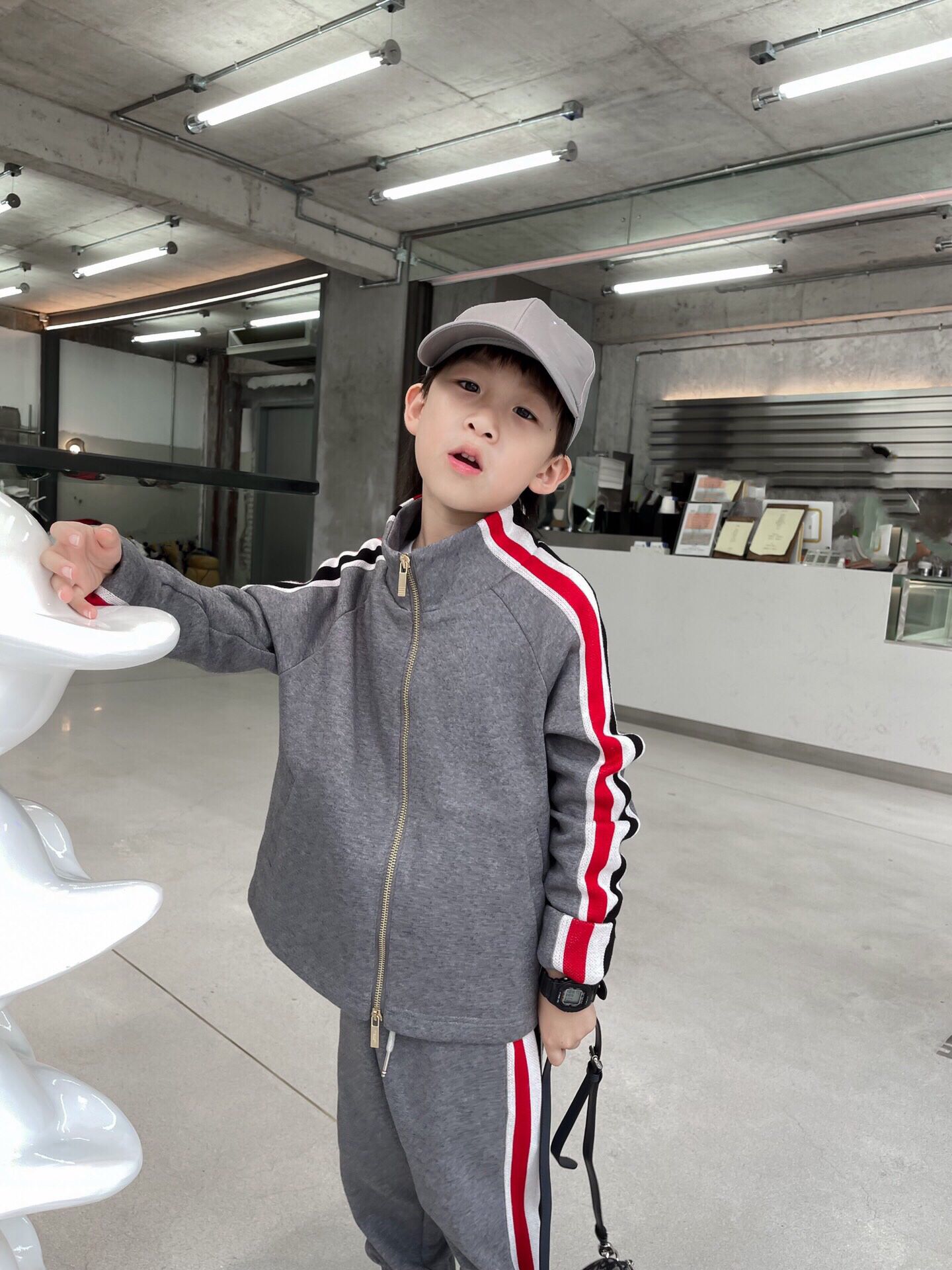 

High quality Autumn Spring toddler kids Clothing Sets boys girls Winter Cotton jacket with trousers children Sweatshirt Tracksuit Sport Suits Outwear, Gray