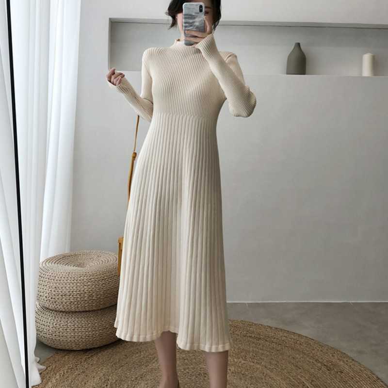 

Fall Pullover Sweater Women Winter Ribbed Knitted Tops Ladies Knitwear O Neck Christmas Sweaters Long Pull Femm 210601, Beige