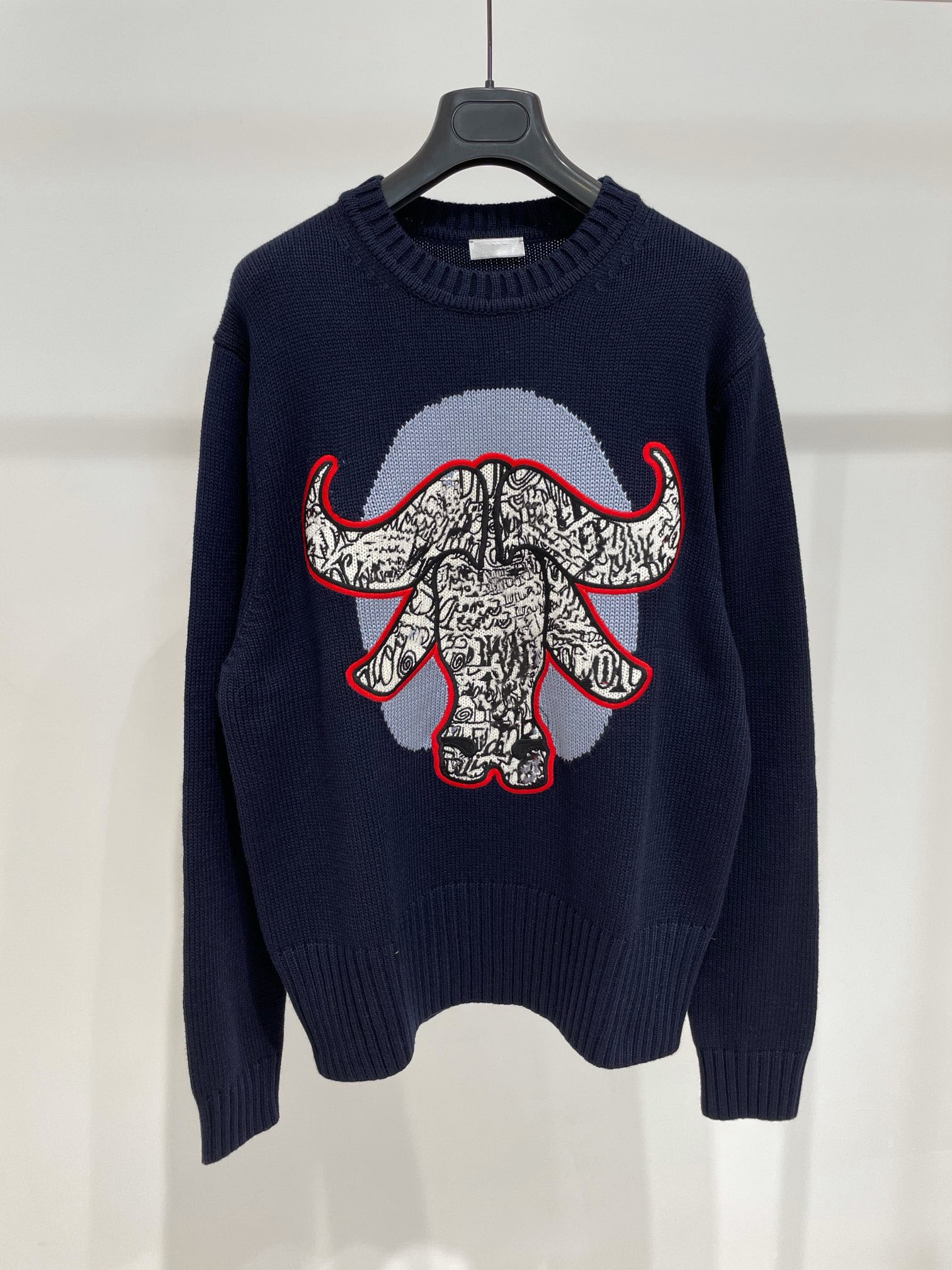 

2021 navy blue cow head mens and women wool cashmere sweater, Customize
