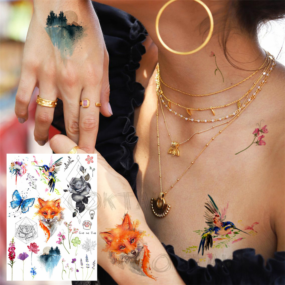 

Waterproof Temporary Tattoos Sticker tattoo Stickers For Men Women arm Geometric Skull Realistic Fake sleeve tatoo Wolf Gangster body art Planets Washable