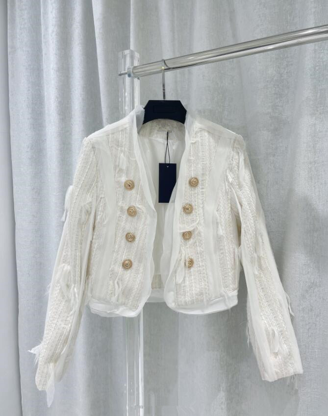 

Women's short feather coat V-neck thin all-match coat jacket 2 colors 1026, Customize