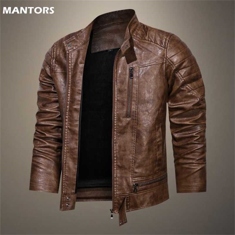 

Mens Pilot Leather Jacket Stand Collar PU Leather Coat Male Motorcycle Leather Jacket Windproof Slim Men's Jacket Streetwear 211110, Nmg0151red