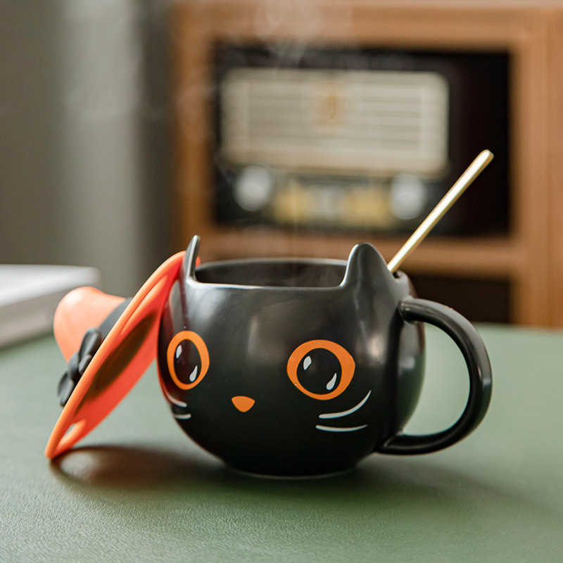 

Halloween Decorations black cat cup Ceramic Starbucks Coffee Mugs Cappuccino Teacup for Women Wife Mom Her Girls Teacher Friend G0910