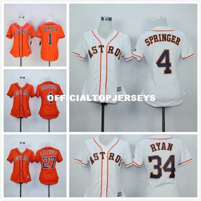 

Womens 4 George Springer 27 Jose Altuve 34 Nolan Ryan Jersey, Black