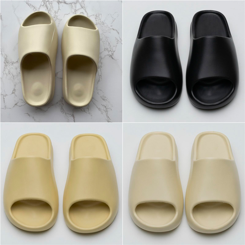 

Top Quality new Slides Graffiti Bone Resin Desert Sandy Rubber Slippers Buttery Olive Mineral Blue Summer Brown Flat Men Women Beach Foam Runner, Black