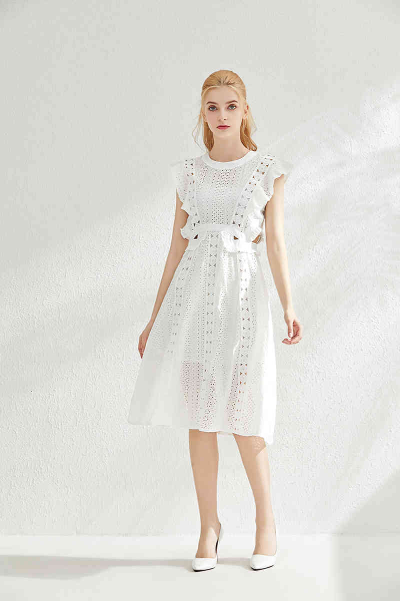 Casual Dresses High Quality Self Portrait Runway Women Lace sleeveless Hollow out Ball Gown Mini Cute Cake Party MK1H-image-699546636