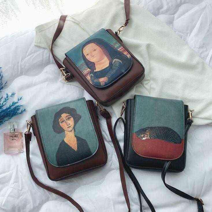 

Backpack Style Nieuwe Koreaanse Retro Alle-wedstrijd Metalen Gesp Crossbody Tassen Vrouwen Mini Pu Cartoon Een Schouder - 1119, Brown 2