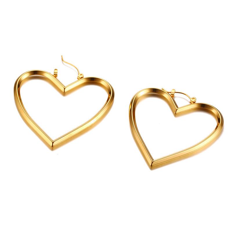 Stud Gold And Silver Color Heart Earrings In Fashion, Stainless Steel Statement For Women Party Jewelry-image-711527927