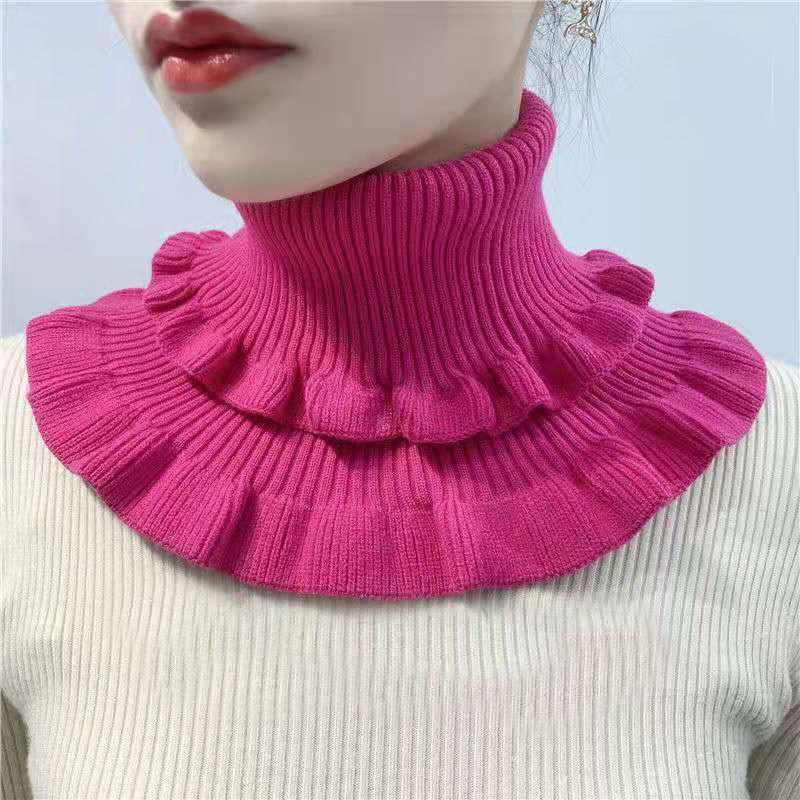 

Scarves Fashion Wool Knitted Women Neckerchief Soft Solid Scarf Neck Winter Warm Outdoor Thicken Fake Collar Bib Protector