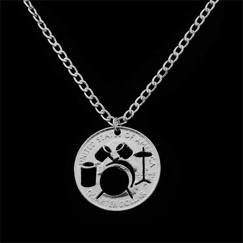 

Pendant Necklaces Music Charm Drum Set Necklace Hollow Pattern Disc Gift For Lover