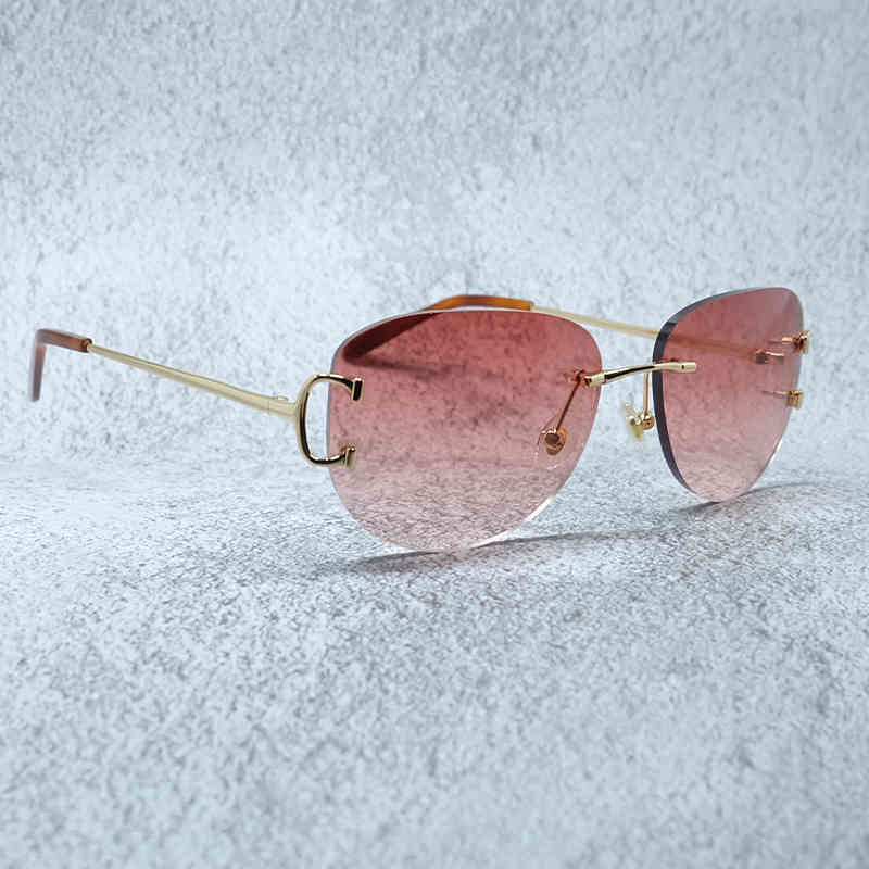 

Factory Direct Price Mens Accessories Oval Rimless Sun Vintage Wholesale High Quality Sunglass F50X
