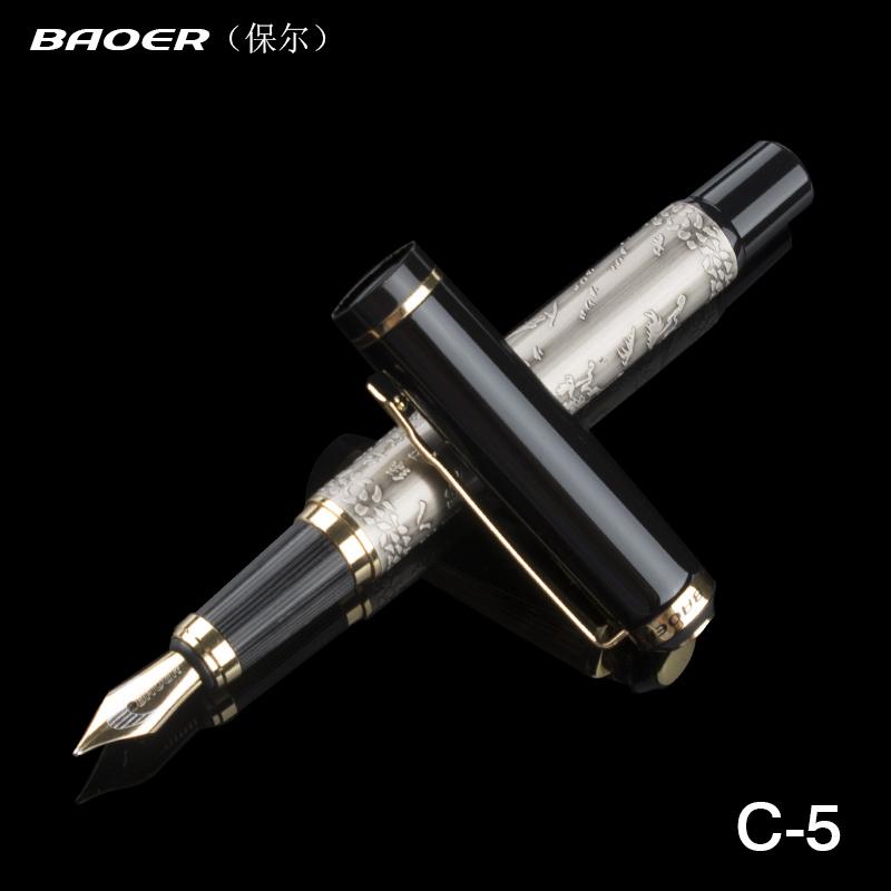 

Baoer-507 High Quality Full Metal Fountain Pen Gold Clip ""Eight Horse"" 0.5mm Medium Nib Business Ink Pens