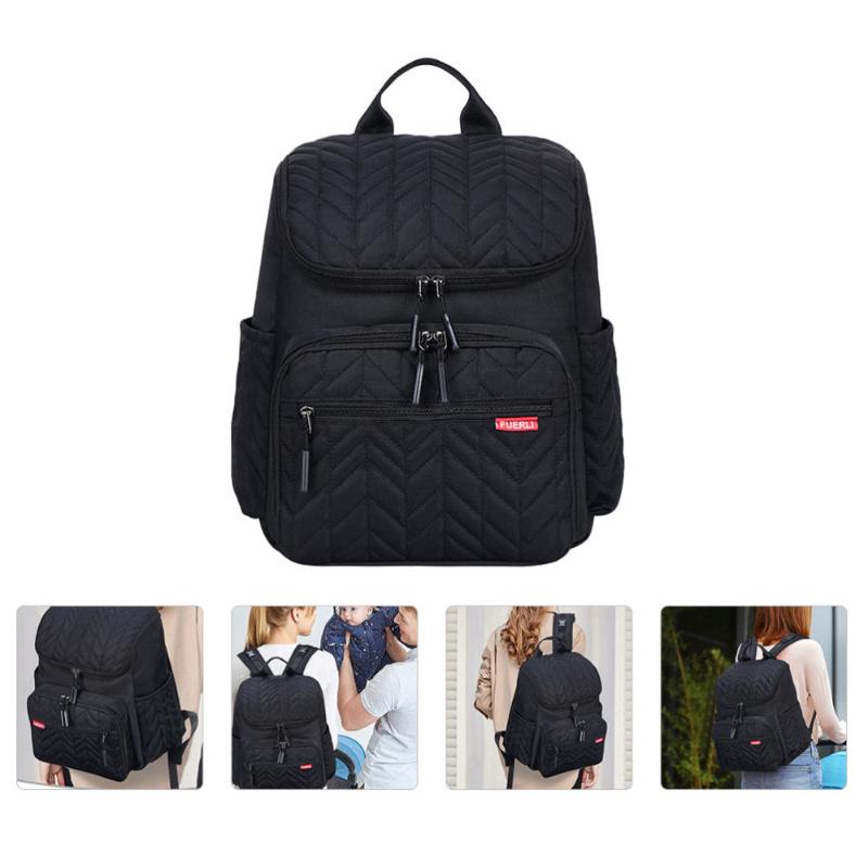 

1pc Large Capacity Backpack Mummy Bag Diaper Baby Products Organizer (Black) Bags