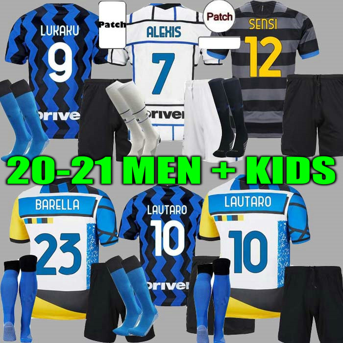 

Men kids kit INTER BARELLA soccer jersey LUKAKU ALEXIS MILAN VIDAL LAUTARO ERIKSEN 20 21 DE VRIJ fourth football shirt 2021 HAKIMI uniforms, Black;yellow