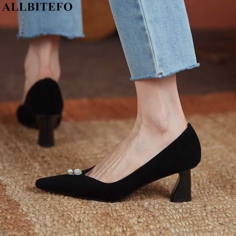 

ALLBITEFO genuine leather sexy high heels wedding women shoes women heels shoes autumn/spring high heel shoes 210611, As picture