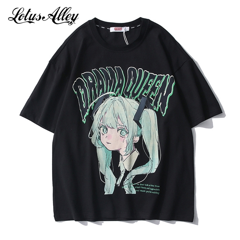 

Goth Anime T Shirt Japan Harajuku 90s Graphic Tee Oversized Streetwear Tshirt Short Sleeve T-shirts Comic Men Women 210721, White