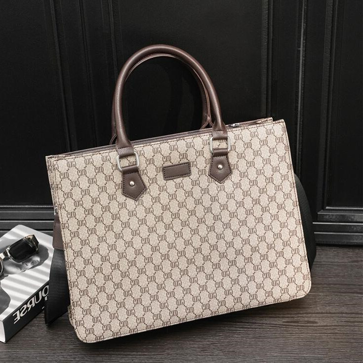 

Factory wholesale men handbag fashion business briefcase large printed mens shoulder bag European and American Style leather messenger bags, Plaid2