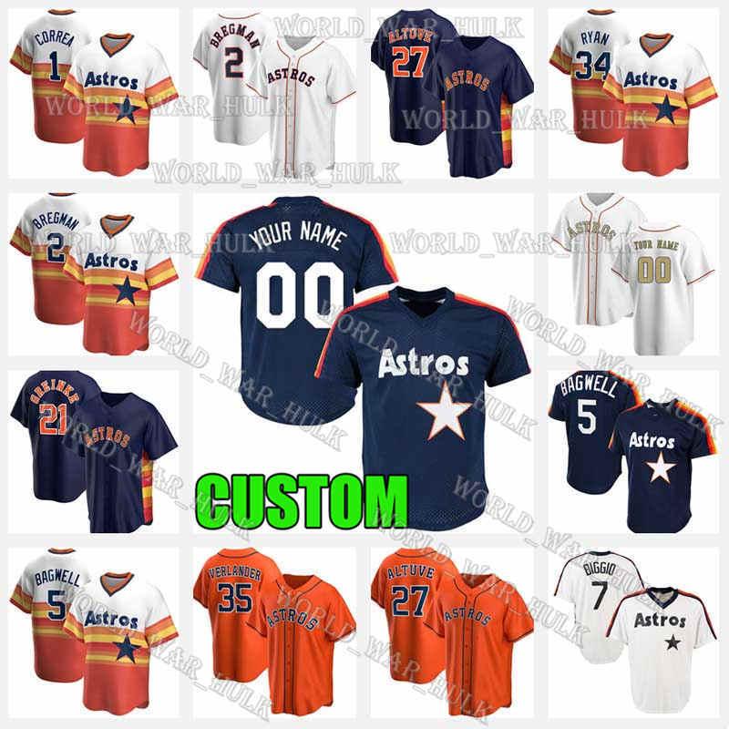 

Houston 5 Jeff Bagwell Astros Baseball Jersey 27 Jose Altuve 2 Alex Bregman 35 Justin Verlander 1 Carlos Correa Nolan Ryan Craig Biggio, Custom retro(taikongren)