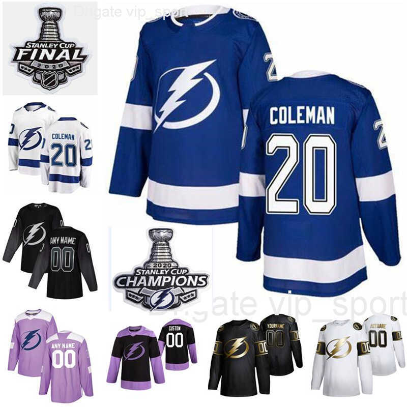 

Stanley Cup 2020 Champions Finals 20 Blake Coleman Jerseys Men Women Kids Tampa Bay Lightning Hockey Blue Team White Black Man Youth Woman, Men black