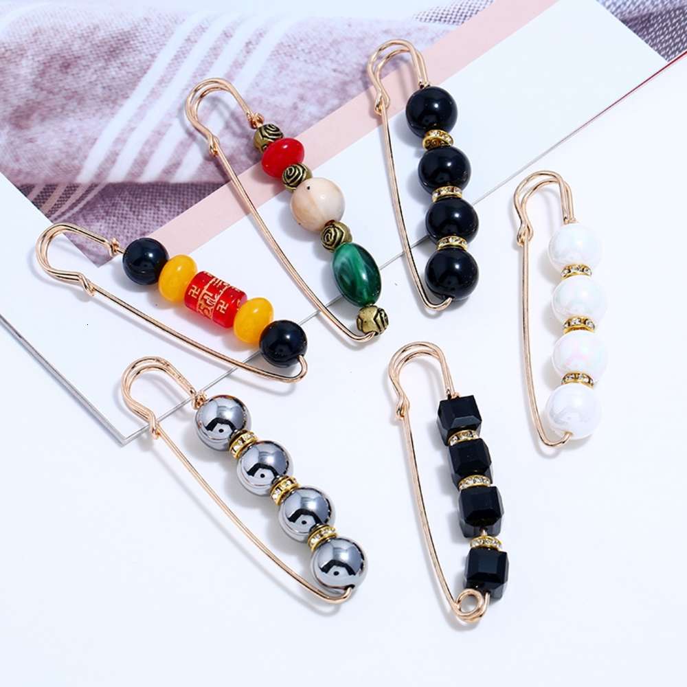 Fashionable and versatile pearl simple scarf Brooch anti light shawl pin-image-695389034