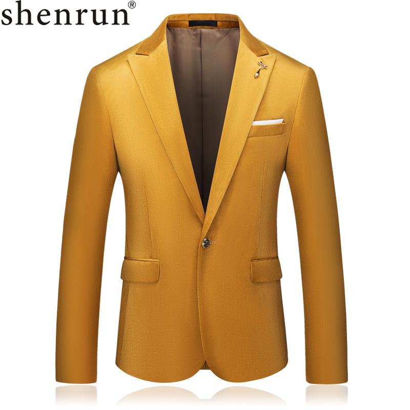 

Men's Suits & Blazers Shenrun Suit Jacket Autumn Winter High Quality Dutch Velvet Yellow Blazer Slim Fit Groom Jackets Business Party Prom S, Picture color