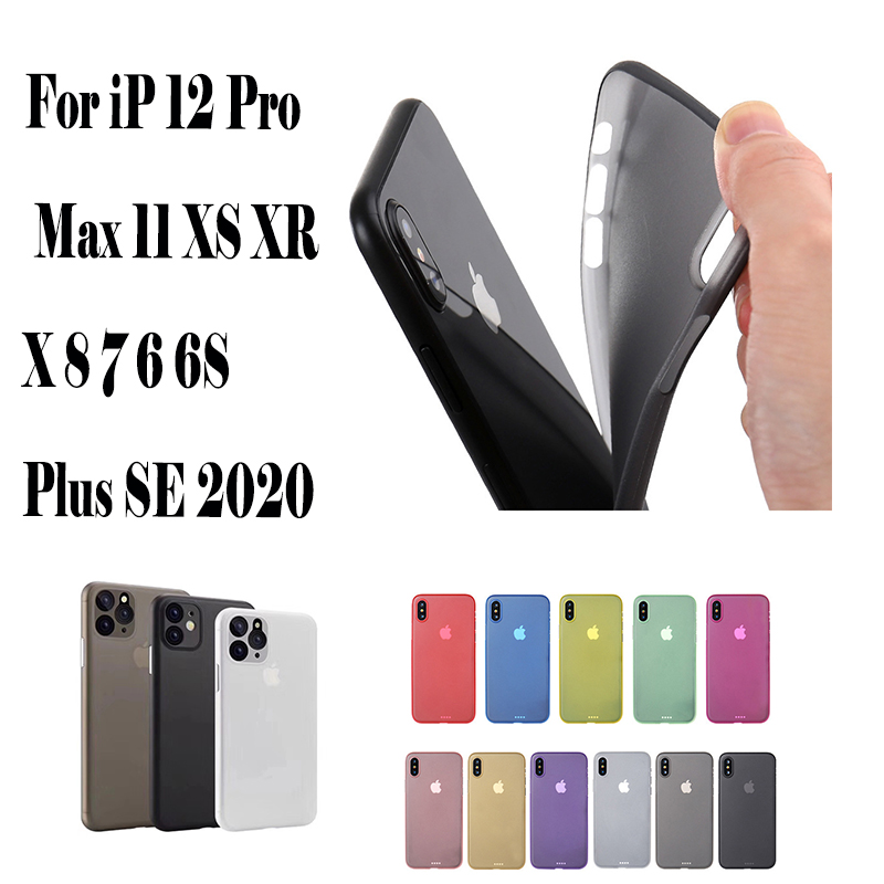 

0.3mm Ultra Slim Candy Cell Phone Cases Matte Frosted Transparent Clear Flexible Soft PP Cover Case For iPhone 12 Pro Max mini 11 XS XR X 8 7 6 6S Plus, Tell me colors or semd mix