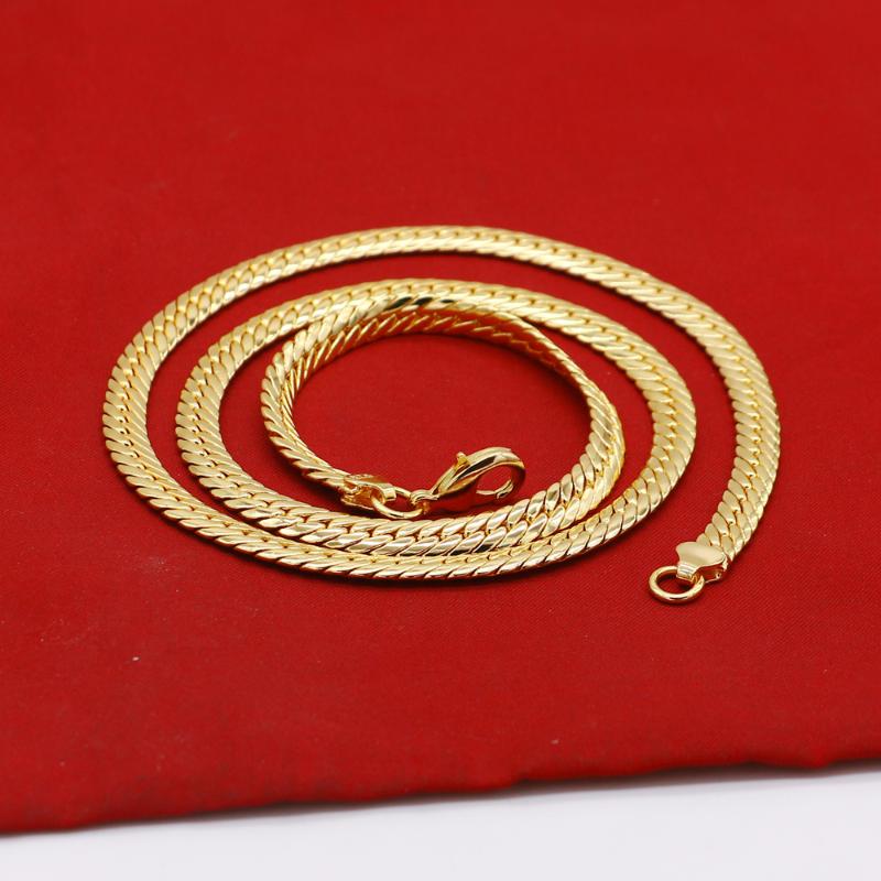 Chains 925 Solid Sterling Silver Men's Necklace.Men's Gold Chain Lobster Clasp 6mm Necklace-image-721247825