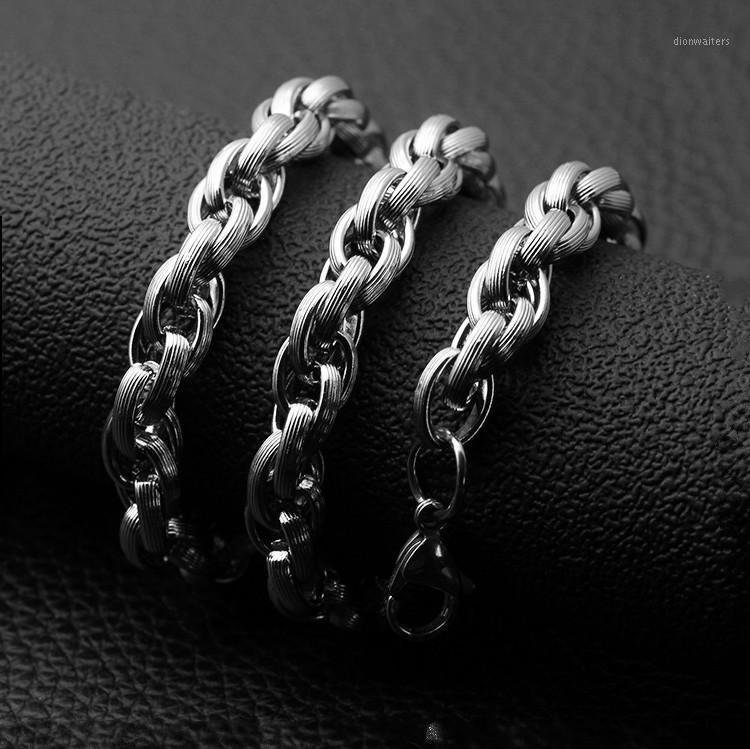 

Chains Mens Stainless Steel Brushed Line 8.2Mm Chain Thick Necklace Titanium Jewelry