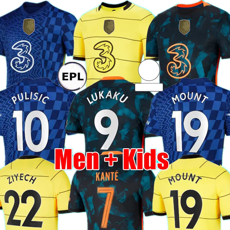

LUKAKU CFC soccer jersey ZIYECH PULISIC MOUNT KANTE HAVERTZ WERNER ABRAHAM CHILWELL GIROUD HUDSON-ODOI 2022 2023 football shirt 21 22 23 men + kids kit sets away, 21 22 away