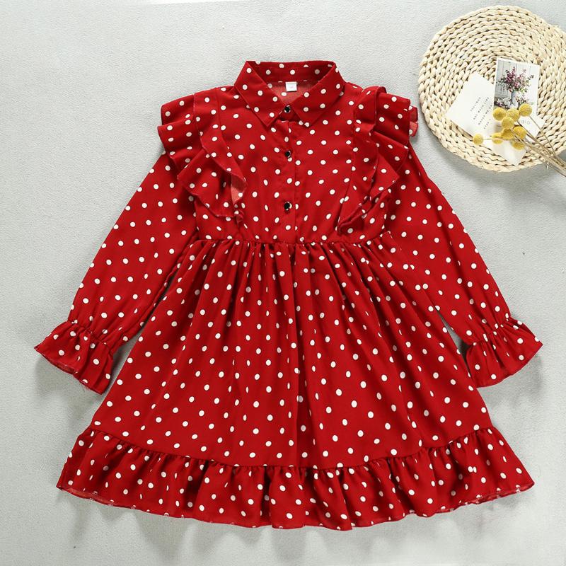 

Girl's Dresses Toddler Baby Kids Girls Dot Print Ruched Dress Princess Clothes Vestido Feminino Teen Winter Girl Nick, Red;yellow