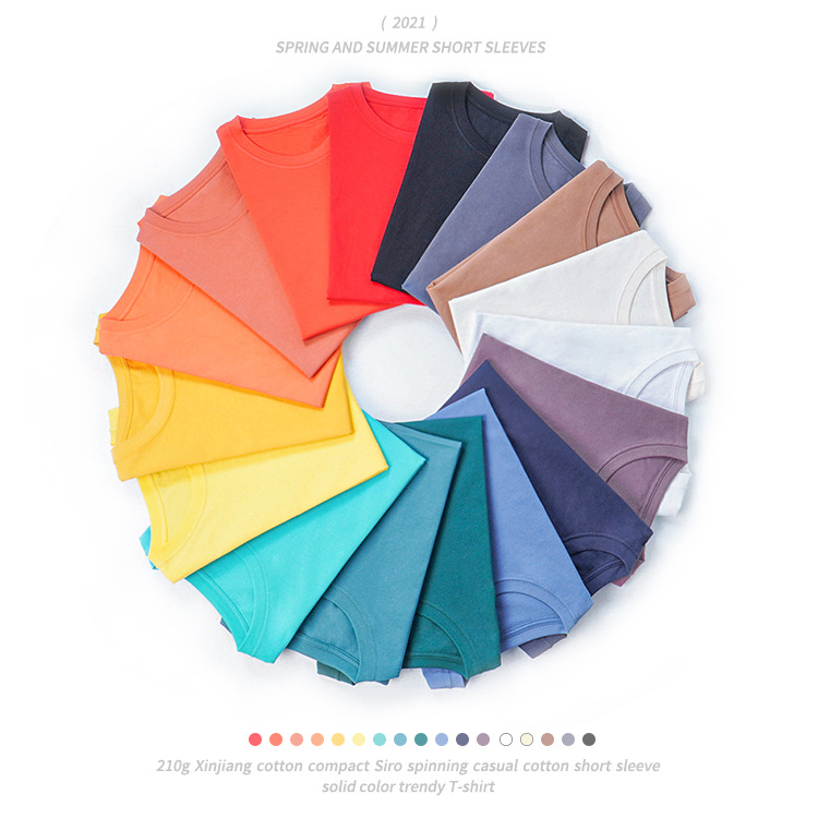 

High Quality 100% Cotton Summer T shirts for Men Women Men's Base Layer Shirt Solid Color round neck casual Top tee, 12