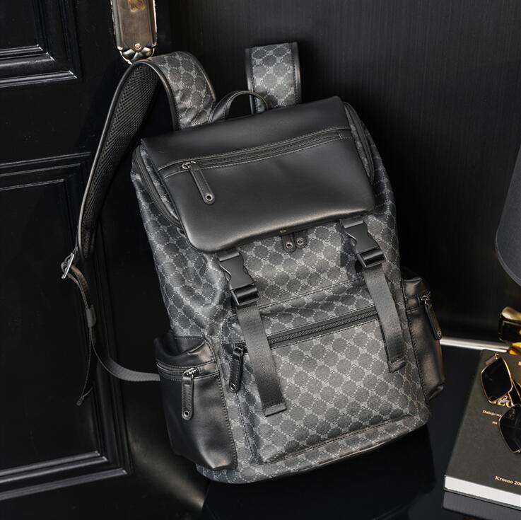 

men shoulder bags Joker large capacity leisure cycling bag outdoor daily business trip sports fitness leather backpack fashion dot computer file backpacks, Black2-21085