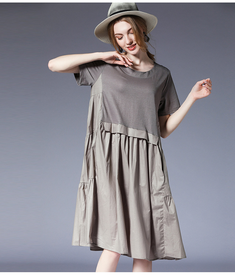 

comfortable plus-size dress, Black;gray