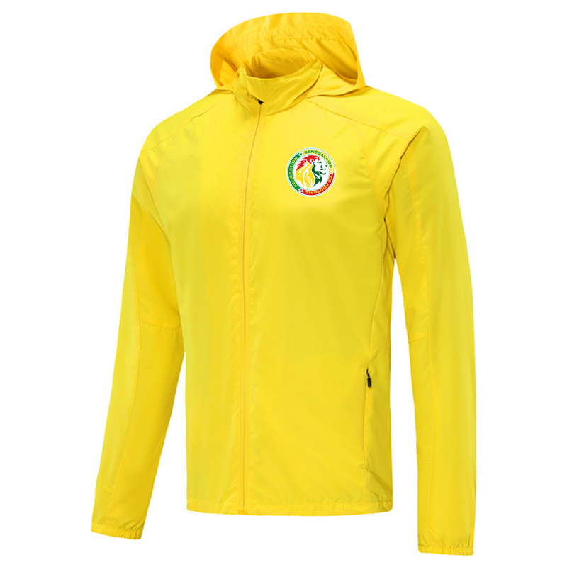

2021 Senegal soccer Windbreaker Men Jackets Zipper Hooded football Windbreakers Jacket Active adult hoodies tracksuits winter coat sports Trench Coats, Black