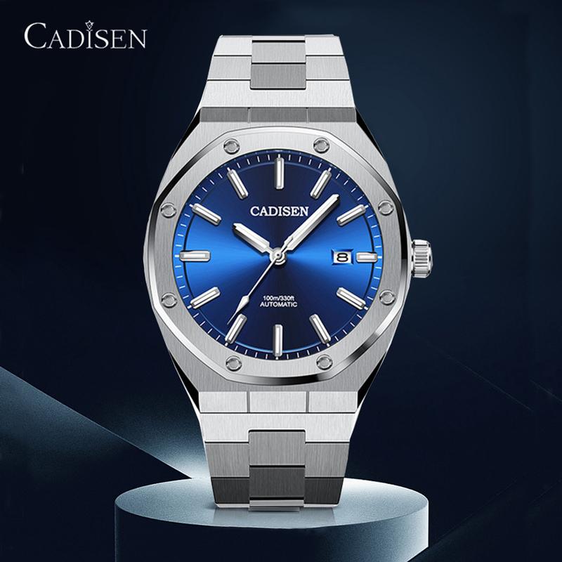 

Wristwatches CADISEN Design Top Men Watches Mechanical Automatic Watch 100M Waterproof Business Fashion NH35 Wristwatch Mens, Blue