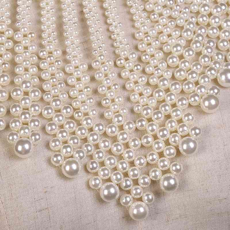 

Women Pearl Beaded Bib Choker Necklace Collar Jewelry Female Party Accessories