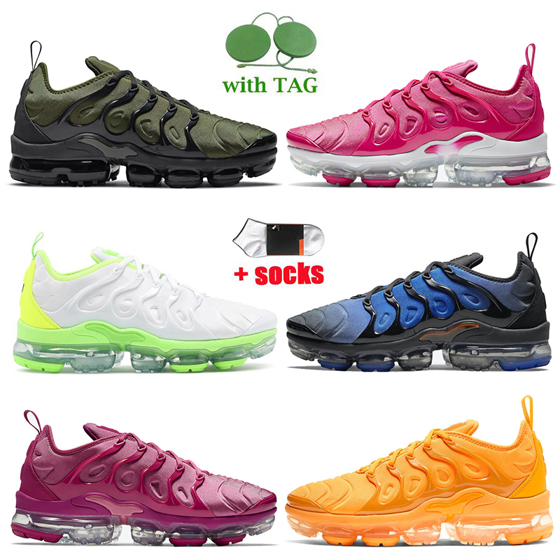 

High Quality Outdoor Athletic Mens Tn Plus Running shoes Hot Pink Tennis Ball Knicks Vibes Dark Russet Magenta Barely Volt Women Men Sneakers Trainers Big Size 36-47, A23 usa 36-45