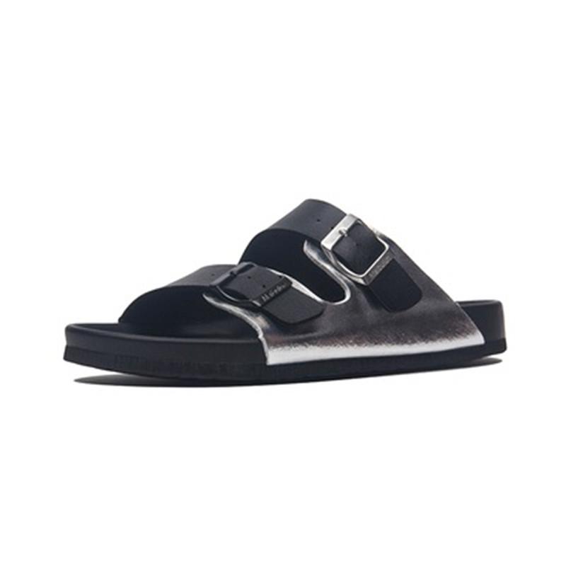 

Slippers 2022 Summer Style Woman Men Double Buckle Open Toe Sandals Unisex Non-Slip Comfortable Platform Beach Chaussons Femme, Colour 1