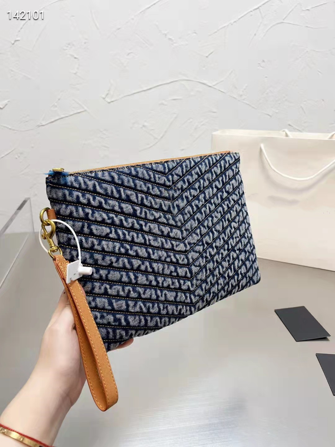 

2021High quality handbag designer design women's bag denim fabric 30cm, Blue