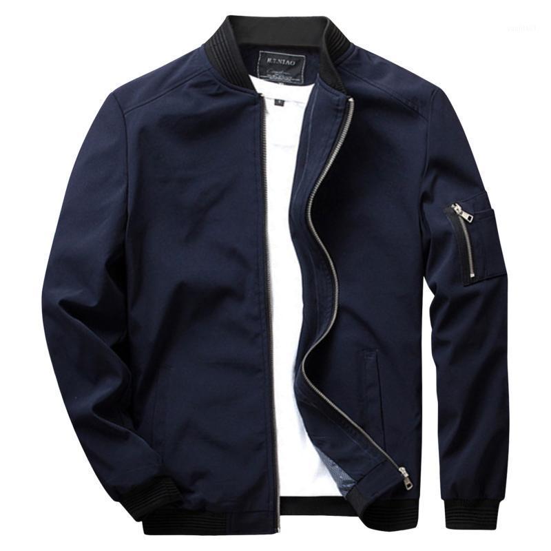 

Men's Jackets Casual Black Jacket Cotton Men Vintage Zipper Slim For Long Sleeve Navy Blue Green Khaki Light Coat Streetwear #GM, Rd