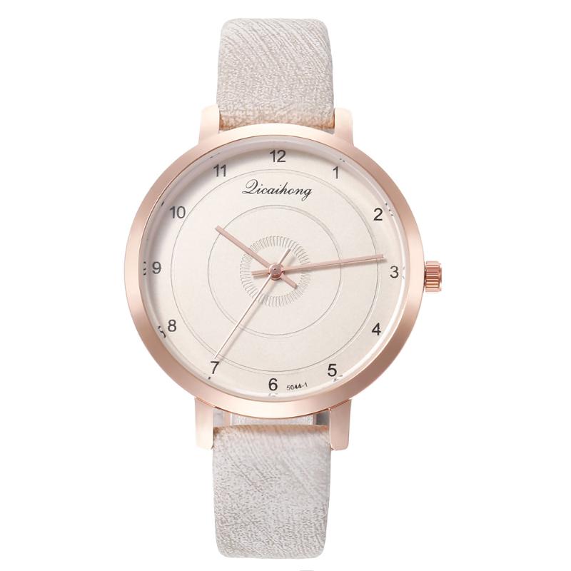 

Wristwatches Casual Digital Scale Watch Women Personality Concentric Circle Fashion Leather Strap Luxury Quartz Mujer Bayan Kol Saati, White