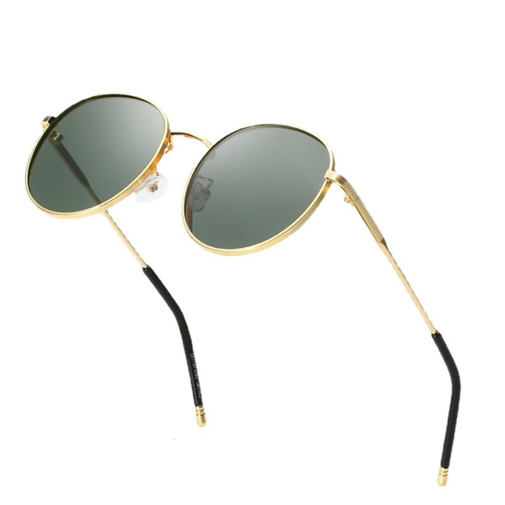 

round frame sunglasses metal polarized sun, White;black