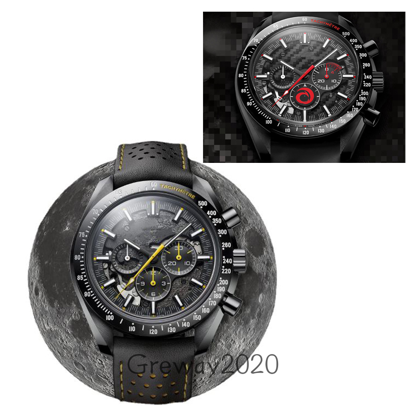 

Super series Quality Quartz Watch Dark side lunar surface mens watches waterfroof wristWatch montre de luxe, Color options