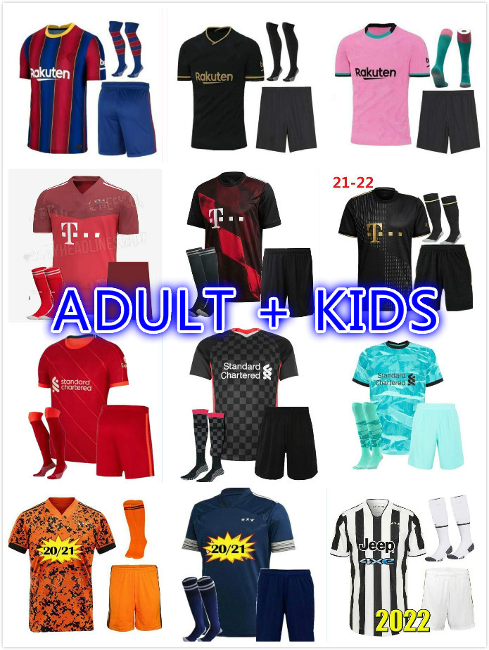 

MEN+kids 2021 2022 red black soccer jerseys kids 20 21 home away third 3rd football shirts, Black;yellow