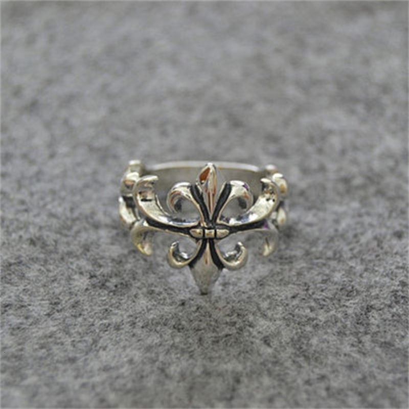 

wholesale 925 Sterling Silver Ch Cross Couple Jewelry Tail Female Little Finger Thai Silver Men's Ring